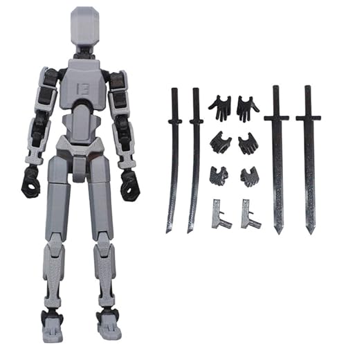 XJKLBYQ Aktionsfiguren mit Armen Mechanische Aktion Figure Modell DIY Posenable Abbildung 5.4inde Dekorative Aktion Figure Körper für Tischplattenanzeige, grau-schwarz von XJKLBYQ