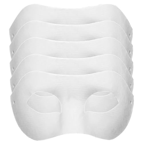 XJKLBYQ Blank Maske 5pcs 8 x 4 Zoll Pulp Paper Machne Maske Weiße Papiermasken für Handwerk DIY Maskerade Maske Kostüm für lustige Party -Kunstprojekt -Auftritte, leere Masken zum Dekorieren von XJKLBYQ