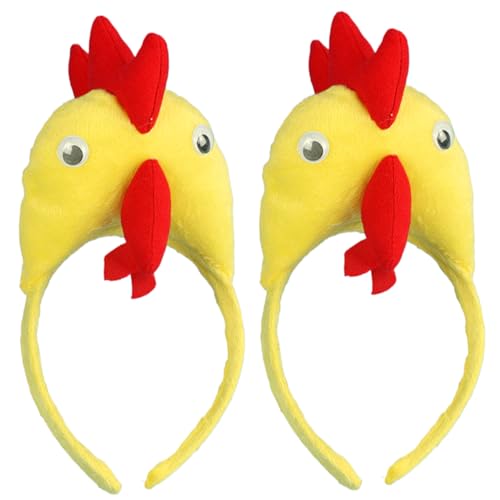 XJKLBYQ Chicken Hair Hoop, 2pcs Hühnchen -Stirnband, süßer lustiger Hühnerhut, kostenlose Größe dekorativer Rooster -Hut für Dress -up -Partybühne von XJKLBYQ