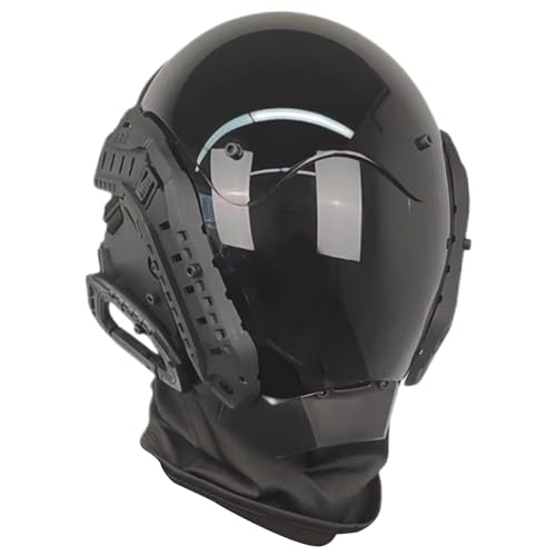 XJKLBYQ Cyberpunk Gothic Mask Helm, Samurai-Helm, futuristischer Helm mit inklusiven Masken-Cybermaske, mechanischem Science-Fi-Gear Cosplay-Kostümzubehör von XJKLBYQ