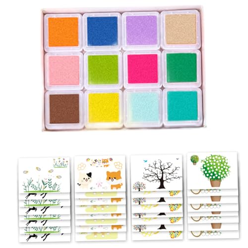 XJKLBYQ DIY Schwamm Fingermalerei Set, Finger -Daubers -Kit mit 12 Farben Ink Pad & 32 Zeichenkarte, farbenfrohe Kids Art Supplies für Bastelkartenherstellung XJKLBYQ DIY Schwamm Fingermalerei Set, Finger -Daubers -Kit mit 12 Farben Ink Pad & 32 Zeichenkarte, farbenfrohe Kids Art Supplies für Bastelkartenherstellung von XJKLBYQ