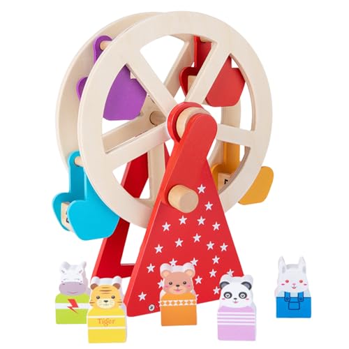 XJKLBYQ Ferrris Wheel Carnival Holzspielzeug, vorgeordnetes Holzriesenradspielzeug mit robuster Holzkonstruktion, Vorschulspielzeugfigur und Accessoire für Kinder im Alter von 3 und up von XJKLBYQ