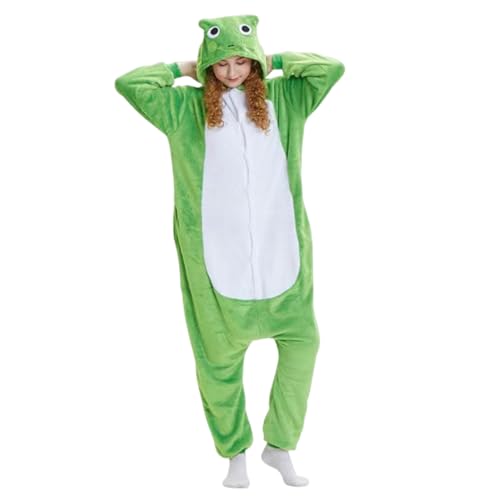 XJKLBYQ Frosch- onesie erwachsene Frauen | Frosch -Onesie niedliche Softfroschkostüm Langarm Cartoon Tieroneen mit runden Augen Hut komfortable Home & Party Cosplay -Kostüme für Frauen und Kinder, xl von XJKLBYQ