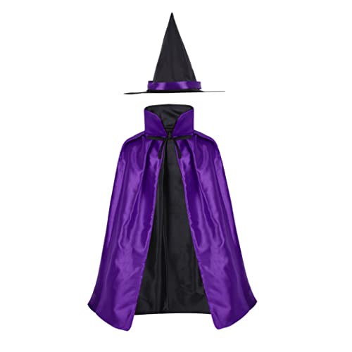 XJKLBYQ Halloween Witch Kostüm, Hexe Kapuze Umhang Cape, Doppelseite Vampire Umhang, Vampirkostüm für Halloween -Party -Männer Frauen Kinder von XJKLBYQ