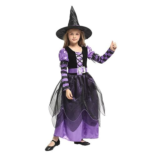 XJKLBYQ Hexenkostüm mit Hut und Gürtel, Märchen Hexe Halloween Kostüm für Mädchen Cosplay -Bühnenaufführung Kostüm - xl von XJKLBYQ