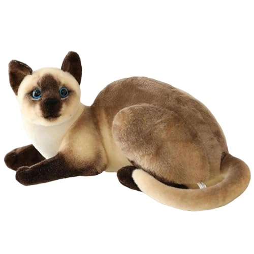 XJKLBYQ Katzengefüllte Tier | Siamese Katze Plüsch realistische Lügenhaltung Siamese Katze Stofftier hautfreundlich atmungsaktiv von XJKLBYQ