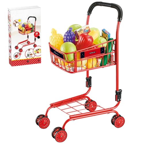 XJKLBYQ Kindereinkaufswagen mit Essen, Einkaufswagen für Kinder, EIN Kleinskindeinkaufswagen mit Rad und Handle, Bildungsdiy Monsble Children Corcery Cart von XJKLBYQ