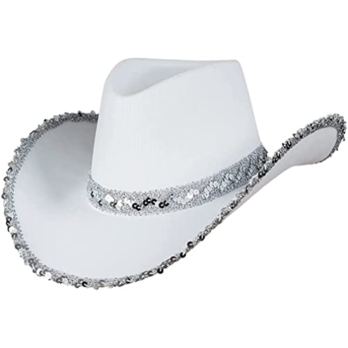XJKLBYQ Kostüme Erwachsener texaner Cowboyhut, weißer Cowgirl -Hut mit Verstellbarer Neck -Ziehschnur, Kostümparty -Accessoire -Wert für Geld Unisex von XJKLBYQ