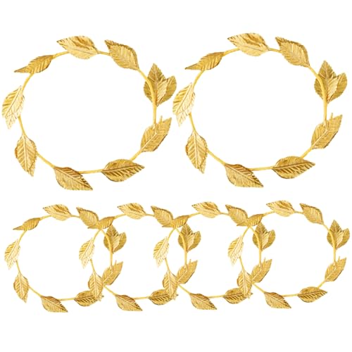 XJKLBYQ Laurel Crown, 6pcs realistische Blattgoldkronen, Eisen- und Stoff Laurelkranzkrone, griechische Kopfbedeckung Göttin Kostüm für Frauen Party/7 Zoll von XJKLBYQ