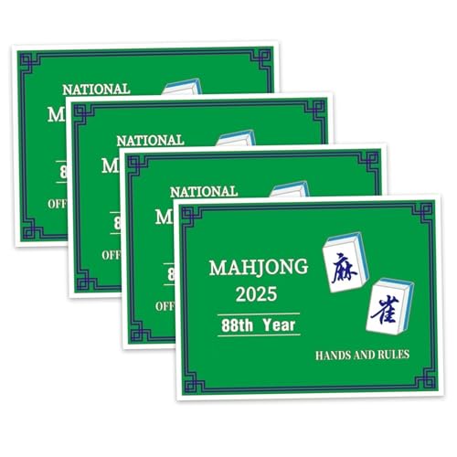 XJKLBYQ Mah Jongg Card, 4PCS Mahjong Cards 2024, Standard Mahjong Game Score & Regelkarten, Lernen und Meister großer Druckmahjong -Karten Freizeitspielregeln für Anfänger von XJKLBYQ