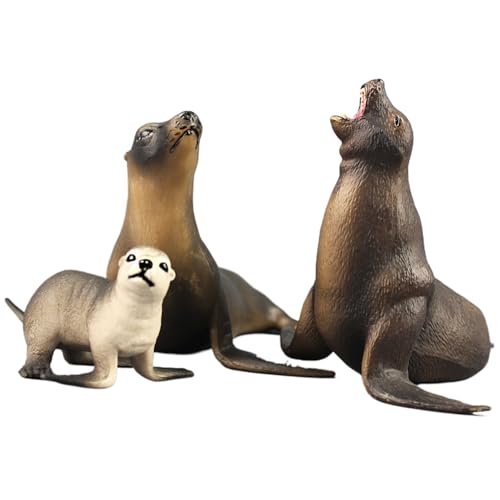 XJKLBYQ Meerestierfiguren, 3pcs Ozeantiere Figuren, simulierte marinen Tierfiguren, Plastik -Ozean -Tiere Spielzeug, realistische Meereslöwen modellieren Marine Organismus Dekorationen für Heimtisch von XJKLBYQ