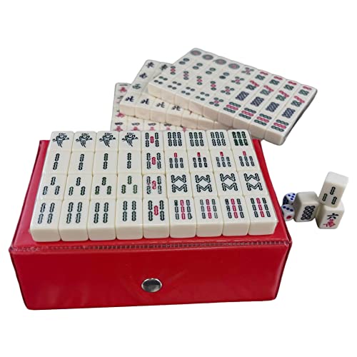 XJKLBYQ Mini Mahjong Set Travel Mahjong traditionelles chinesisches Mahjong -Spiel mit 144 PCs Mahjong Tiles 2pcs Dices für Freizeit -Reisebottenfamilienspiel, Mah Jong von XJKLBYQ