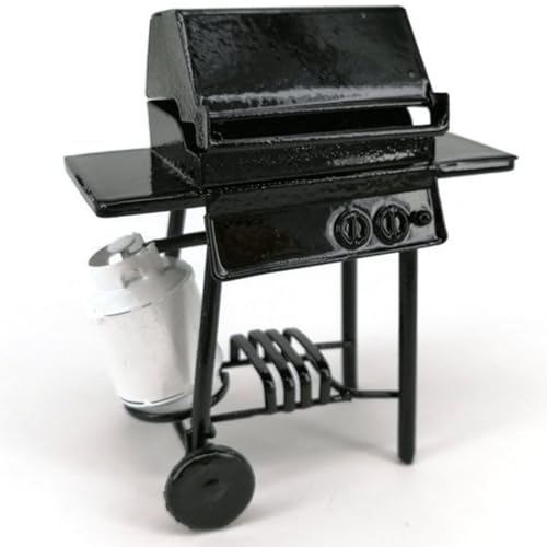 XJKLBYQ Miniatur BBQ Grill Ofenmodell, Mini Dollhouse Grill mit Gentank im Freien Yardszene Orament von XJKLBYQ