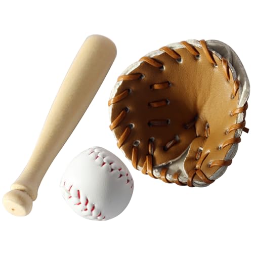 XJKLBYQ Miniatur -Baseball -Fledermaushandschuh und Ball, 3PCS DIY Miniatur -Puppenhauszubehör für Puppenhauszubehör -Party Gefälligkeiten von XJKLBYQ