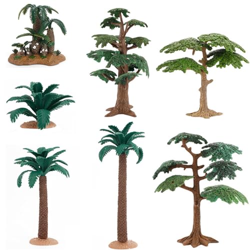 XJKLBYQ Modellbäume 7pcs/Set -Simulation Miniaturbäume DIY Craft Mini Palme realistische Plastikpalmen für Mikrolandschaftsmodell Railway Szenerie Fairy Gartendekoration von XJKLBYQ