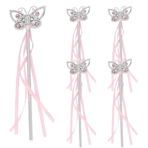 XJKLBYQ Prinzessin Wand, 5pcs Butterfly King Scepter mit Bändern, Handhelds Scepter Wand Cosplay Accessoires Requisiten für Kostüm -Wettbewerbswettbewerb Weihnachten Hochzeit/13 Zoll von XJKLBYQ