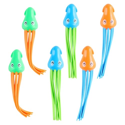 XJKLBYQ Swimmingpool -Spielzeug Tintenfisch Tauchspielzeug Kid Octopus Sommertauchen Spielzeug Unterwasser -Tauchspiel für Kinder Sommergeschenk 6PCs, Sommertauchspielzeug von XJKLBYQ