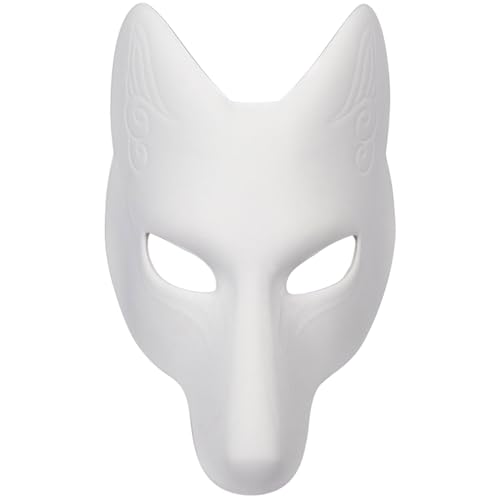 XJKLBYQ Therian Maske, Halloween -Fuchsmaske, Lederkostüm DIY Leere Maske, japanische Kabuki -Kitsune -Halloween -Masken für Maskerade -Kostüm -Requisite von XJKLBYQ