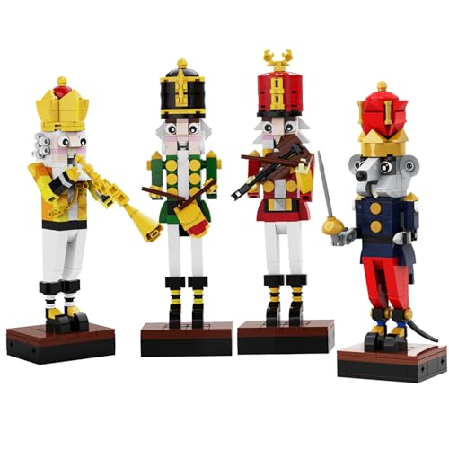 XJKLBYQ Weihnachten Nussknacker -Gebäudekit, 4PCS Plastikspielzeuggebäude -Sets gehören Trompeter, Schlagzeuger, Geiger, Dirigent Nutcracker, Weihnachtsdekorationen für Kinder Erwachsene von XJKLBYQ