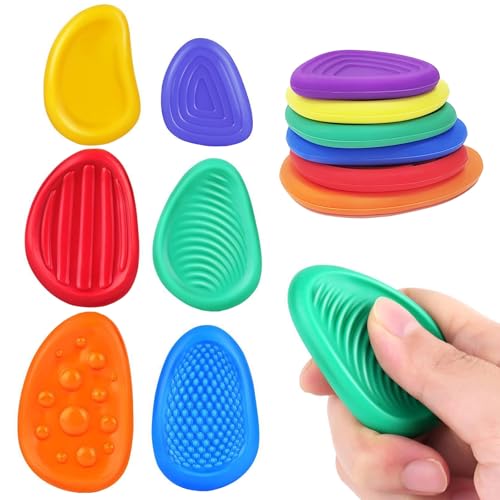 XJLyaya 6 Stück Fidget Toys Sensory Stones, Stressabbau Worry Stone, Autismus Spielzeug, Anti Stress Spielzeug, Angst Relief Sensorische für Kinder und Erwachsene von XJLyaya