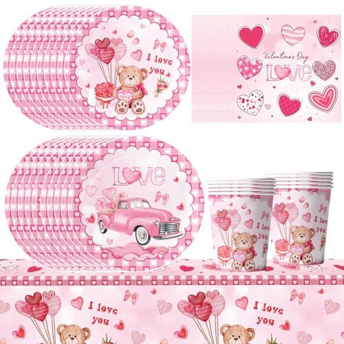 Valentine's Day Partygeschirr 51PCS Valentine Party Geschirr Set, Liebes Themenparty Geschirr Set, Für Mottopartys, Hochzeiten, Jubiläumsfeiern von XJRDTOL