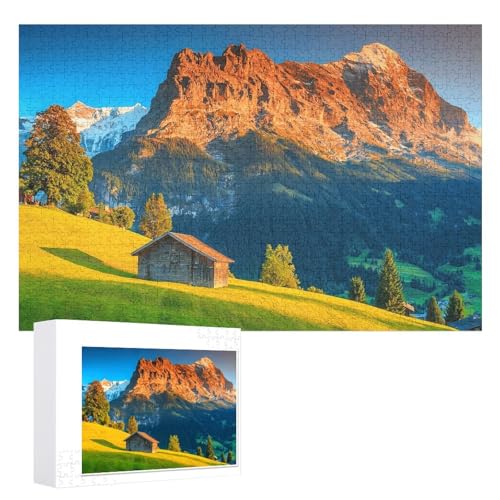 Klassische Puzzle für Erwachsene Teenager Freizeit Spaß Spiel Spielzeug Geeignet， „Alpine Berglandschaft, Schweiz“ ，Lernspielzeug FüR Kinder 38x26，Papier Puzzle von XJUfW