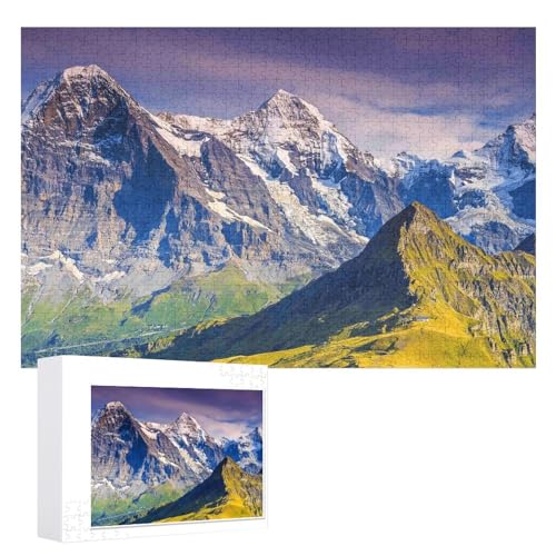 Klassische Puzzle für Erwachsene Teenager Freizeit Spaß Spiel Spielzeug Geeignet，„Alpenpanorama mit Jungfrau, Mönch, ，Lernspielzeug FüR Kinder 38x26，Papier Puzzle von XJUfW