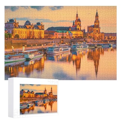 Klassische Puzzle für Erwachsene Teenager Freizeit Spaß Spiel Spielzeug Geeignet，„Dresden an der Elbe: Stadtbild mit Augustbrücke, ，Lernspielzeug FüR Kinder 70x50，Papier Puzzle von XJUfW