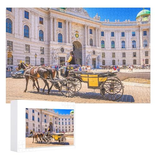 Klassische Puzzle für Erwachsene Teenager Freizeit Spaß Spiel Spielzeug Geeignet，„Fiaker an der Hofburg, Wien“ ，Lernspielzeug FüR Kinder 38x26，Papier Puzzle von XJUfW