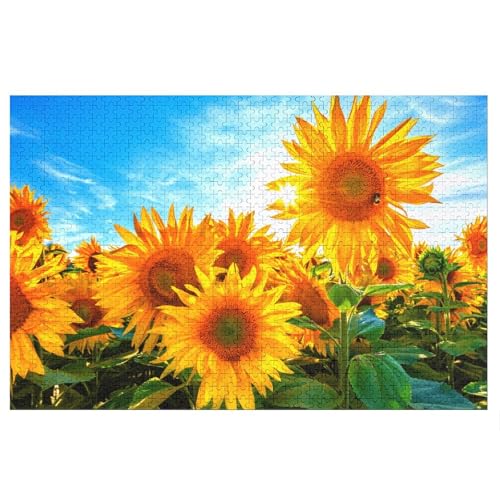 Puzzle für Erwachsene und Kinder ab 14 Jahren, 1000 StüCk，Sonnenblume，Lernspielzeug FüR Kinder 38x26，Papier Puzzle von XJUfW