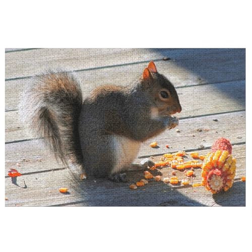 Puzzle für Erwachsene und Kinder ab 14 Jahren, 1000 StüCk，Squirrel Eating，Lernspielzeug FüR Kinder 70x50，Papier Puzzle von XJUfW