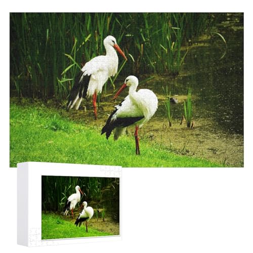 Puzzle für Erwachsene und Kinder ab 14 Jahren, 1000 StüCk，Storch am See Puzzle 1000 Teile ，，Lernspielzeug FüR Kinder 52x38 Papier Puzzle von XJUfW