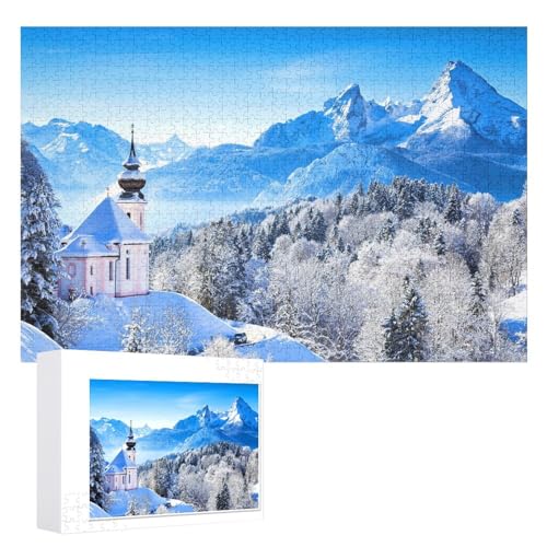 Puzzle für Erwachsene und Kinder ab 14 Jahren, 1000 StüCk,„Wallfahrtskirche und Watzmann-Gipfel im Winter, Berchtesgadener Land,,Lernspielzeug FüR Kinder 38x26,Papier Puzzle Puzzle für Erwachsene und Kinder ab 14 Jahren, 1000 StüCk,„Wallfahrtskirche und Watzmann-Gipfel im Winter, Berchtesgadener Land,,Lernspielzeug FüR Kinder 38x26,Papier Puzzle von XJUfW