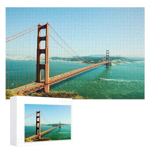 für Familie Freunde Dekorativ，1000 StüCk，Golden Gate Bridge Puzzle 1000 Teile，，Lernspielzeug FüR Kinder 75x50，Holz Puzzle von XJUfW