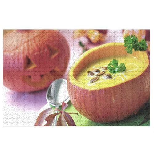 für Familie Freunde Dekorativ，1000 StüCk，Pumpkin Soup，Lernspielzeug FüR Kinder 52x38 Papier Puzzle von XJUfW