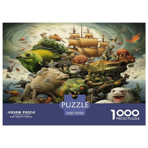 1000 Teile „Animal_Whimsical“ für Erwachsene, schwierige Puzzles, Holzpuzzles, Puzzles für Erwachsene, 1000 Teile (75 x 50 cm) von XJmoney