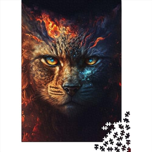 1000 Teile „Farbe, Feuer, Katzengesicht“ für Kinder, schwierige Puzzles für Kinder, Familienaktivität, Puzzles 1000 Teile (75 x 50 cm), anspruchsvolles Puzzle von XJmoney