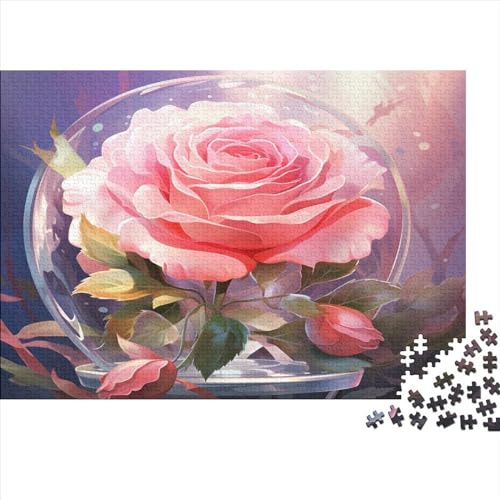 1000 Teile Rosen-Puzzle für Erwachsene und Kinder, kreatives rechteckiges Puzzle, Holzpuzzle, lustiges Lernspielzeug, 1000 Teile (75 x 50 cm) von XJmoney