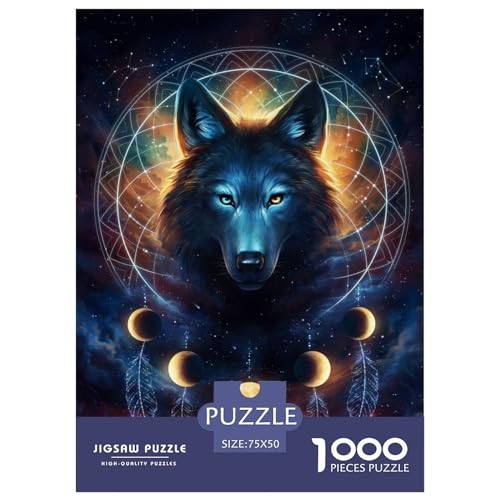 1000-teiliges Art-Wolf-Puzzle für Erwachsene, Puzzles für Erwachsene und Teenager, Denksport-Puzzles für Erwachsene, 1000 Teile (75 x 50 cm) von XJmoney