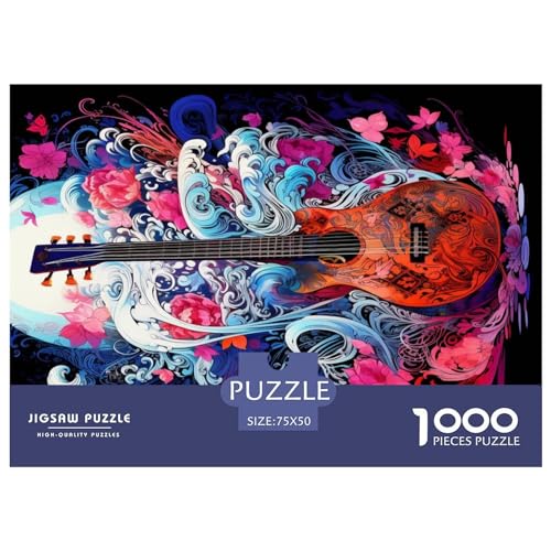 1000-teiliges Gitarren-Puzzle, Puzzle für Erwachsene, Puzzle für Erwachsene und Teenager, 1000 Teile (75 x 50 cm) von XJmoney