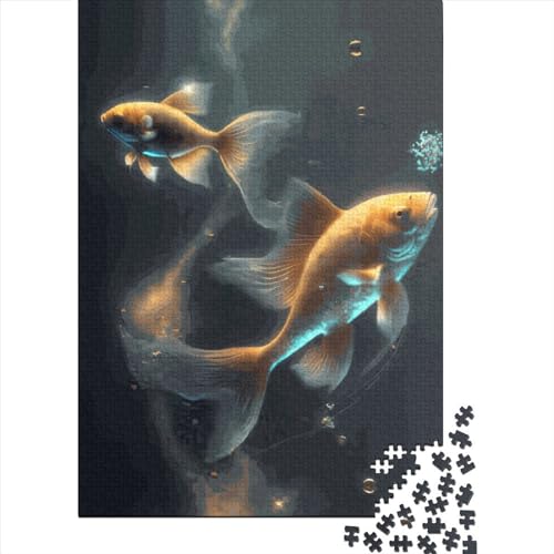 1000-teiliges Goldfisch-Puzzle für Erwachsene und Teenager, Holzpuzzle, Puzzle für Kinder, nachhaltiges Puzzle für Kinder, 1000 Teile (75 x 50 cm) von XJmoney