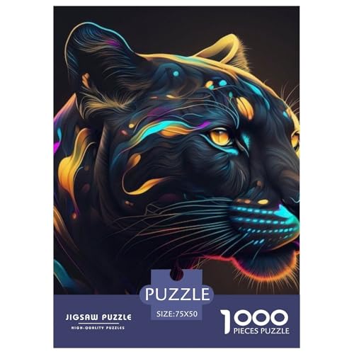 1000-teiliges Jaguar-Puzzle für Erwachsene Teenager, Holzpuzzle für Erwachsene, Heimdekoration, Puzzlespielzeug, 1000 Stück (75 x 50 cm) von XJmoney