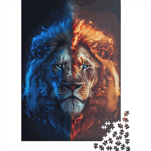 1000-teiliges Kunst-Löwen-Puzzle für Kinder und Jugendliche, Holzpuzzle, Puzzle für Erwachsene, nachhaltiges Puzzle für Kinder | Spiele 1000 Teile (75 x 50 cm) von XJmoney