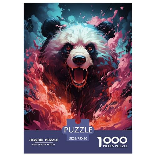 1000-teiliges Kunstpuzzle mit Panda-Tieren für Erwachsene, schwierige Holzpuzzles für Erwachsene und Jugendliche ab 12 Jahren, 1000 Teile (75 x 50 cm) von XJmoney