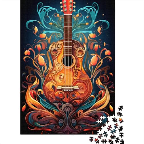 1000-teiliges Musikgitarren-Puzzle für Erwachsene und Teenager. Holzpuzzle für Kinder. 1000 Teile (75 x 50 cm). Anspruchsvolles Puzzle von XJmoney