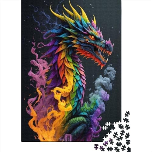 1000-teiliges Puzzle, Art Dragon, Puzzle für Kinder, Holzbrett-Puzzle, Heimdekoration, Puzzle-Spielzeug, 1000 Teile (75 x 50 cm) von XJmoney