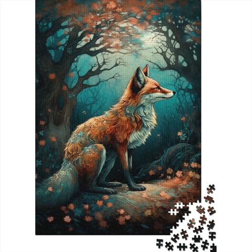 1000-teiliges Puzzle, Art Fox Under The Tree, Puzzles für hölzerne Lernspiele, Puzzles für Erwachsene, 1000 Teile (75 x 50 cm) von XJmoney