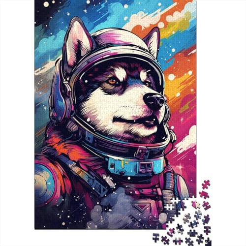 1000-teiliges Puzzle, Astronauten-Husky-Puzzle für Kinder, Holzbrett-Puzzle, Heimdekoration, Puzzle-Spielzeug, 1000 Teile (75 x 50 cm) von XJmoney