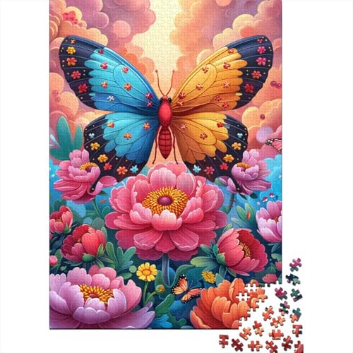 1000-teiliges Puzzle, Blumen- und Schmetterlings-Quadrat-Puzzle, für Kinder und Jugendliche, Holzpuzzle, Puzzle als Geschenk, 1000 Stück (75 x 50 cm) von XJmoney