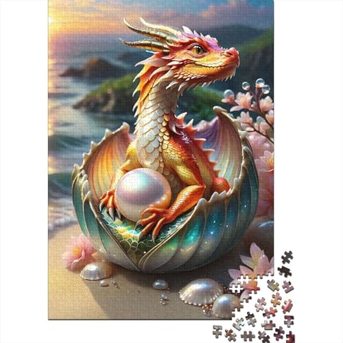 1000-teiliges Puzzle, Drachen-Kunstpuzzle für Kinder, Holzbrett-Puzzle, Lernspiele, Heimdekoration, Puzzle 1000 Teile (75 x 50 cm) von XJmoney